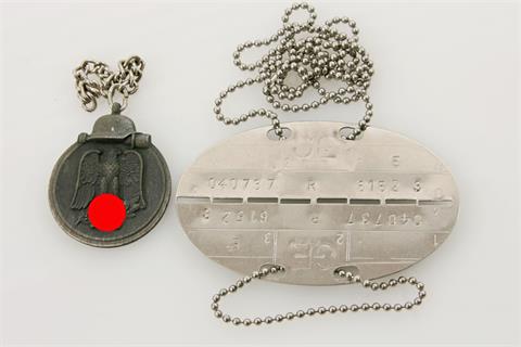 Konvolut - 1 Medaille 'Winterschlacht im Osten' sowie 1 sog. 'Hundemarke'