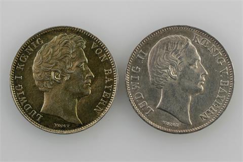 Bayern - Konvolut: 2 x 1/2 Gulden, 1838 +1864,