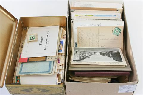 Postkarten und mehr - Kleine Schatzkiste und Schachtel mit Ansichtskarten ab dem Kaiserreich, auch einiges aus dem 3. Reich,