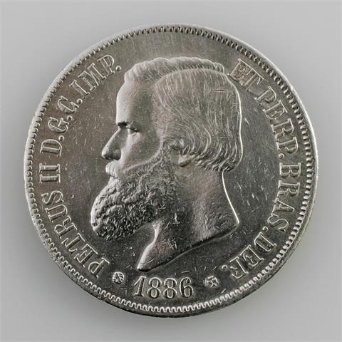 Brasilien - 2000 Reis 1886, Pedro II.,