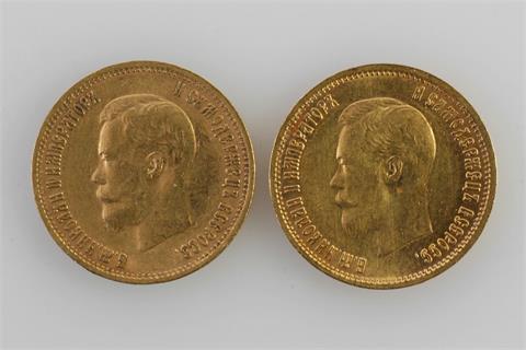 Russland/GOLD - Konvolut: 2 x 10 Rubel 1899, St. Petersburg, Nikolaus II.,