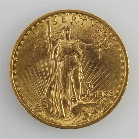 USA/GOLD - Liberty Statue 1908, o. Mzz.,