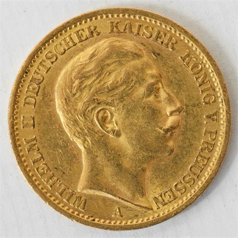 Preussen / Gold - 20 Mark 1909 A, Wilhelm II., 1888 - 1918,