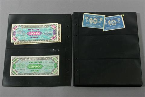 Banknoten D. nach 1945 - Sammlung mit drei Bestandteilen (insgesamt 79 Scheine, 71 Typen):