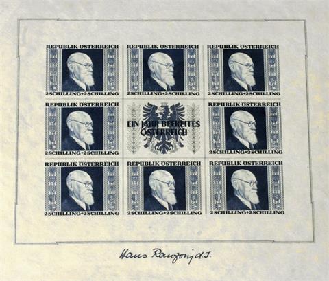 Österreich - 1946, Renner Kleinbögen auf gelbem Japanpapier, pstfr.,
