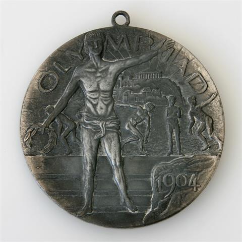 Medaille - Olympische Spiele St. Louis 1904. Tragbare Siegermedaille aus unedlem Metall. Die vorliegende Medaille ist eine