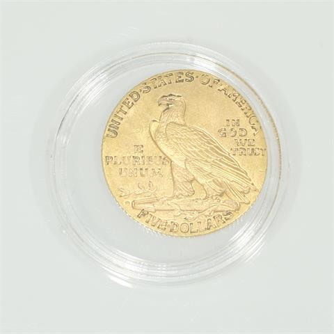 USA - 5 Dollars 1909/D, Indian, GOLD,