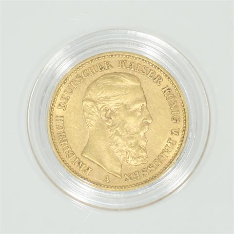 Preussen  - 20 Mark 1888/A, Friedrich, GOLD,