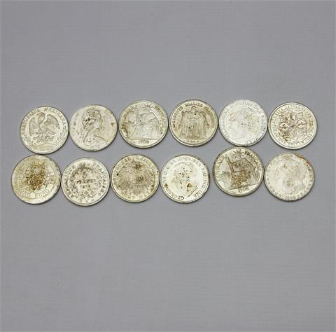 Alle Welt / Silber - Konvolut mit 12 Münzen, unserer Ansicht nach nicht authentisch,
