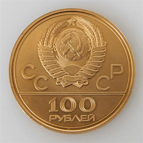 UdSSR / Gold - 100 Rubel 1979 - Olympiade Moskau 1980 - Radstadion in Krylatskoje,