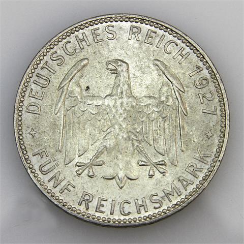 Weimarer Republik - 5 Mark 1927 F, 450 Jahre Universität Tübingen,
