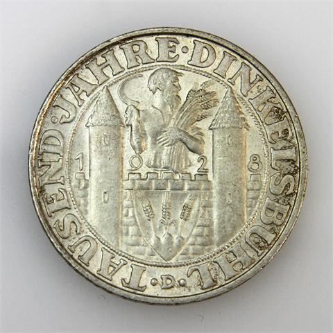 Weimarer Republik - 3 Mark 1928 D, 1000 Jahre Dinkelsbühl,