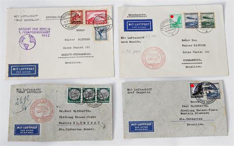 Dt. Reich / Zeppelin - 1932/36, 4 Briefe nach Brasilien,