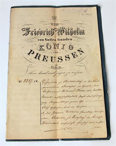 Urkunde ca. 1856, aus Oberdollendorf bei Obercassel