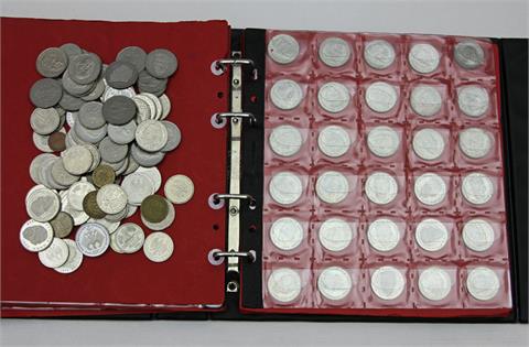 BRD / Silber / KM - Umfangreiche Sammlung von 1, 2 und 5 DM - Münzen von 1950-1990 ohne Silberadler und 2 DM Ähren,