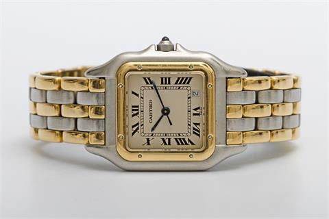 CARTIER klassische Armbanduhr "PANTHERE", Durchmesser (mit Krone) 3cm, (ohne Krone) 2,7cm, Edelstahl/ GG 18K.