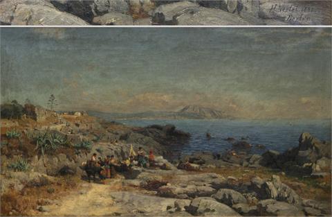NESTEL, HERMANN (1858-1905): Italienische Küste mit Fischerfamilie..
