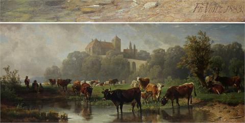 VOLTZ, FRIEDRICH (1817-1886): Kühe an einer Furt.