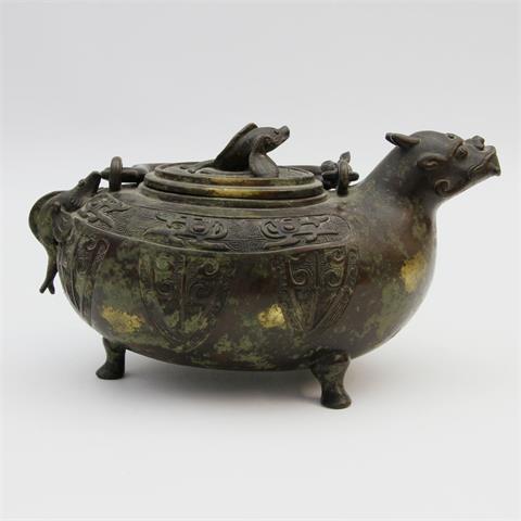 Exzellente Teekanne aus Bronze, CHINA, 17. Jh.