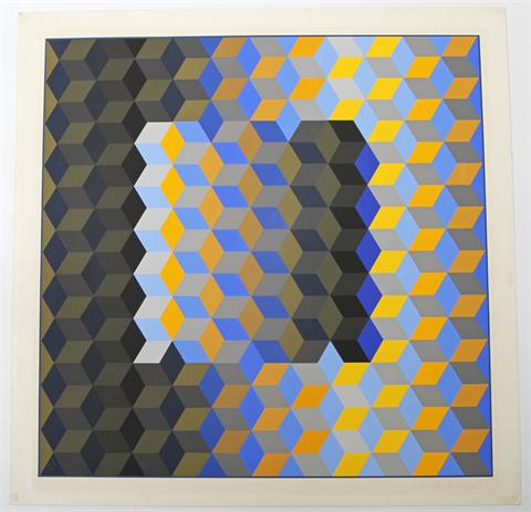 VASARELY, VICTOR (1906-1997). "Blatt 4" aus Mappe: "Hommage à l'Hexagon", 1969.