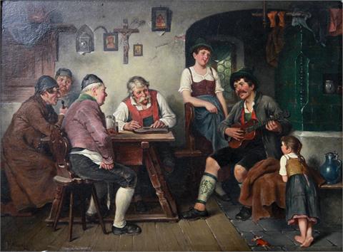 HEYN, AUGUST (1837-1920): Fröhliche Musizierrunde.