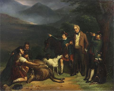 WOHL DEUTSCH, 1. Hälfte 19. Jh.: Hirschjagd, nach einem Gemälde von Edwin Henry Landseer (1802-1873).