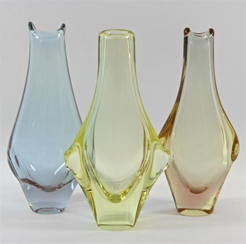 MURANO, Konvolut 3 Vasen, Italien wohl 1950/60er Jahre.