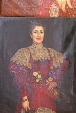 Wohl POLLAK, AUGUST (1838 - ?): Bildniss einer Dame im roten Kleid.