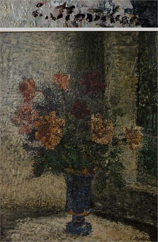 STAMMBACH, EUGEN (1875-1966): Blumenstrauß in Biedermeier-Glasvase.