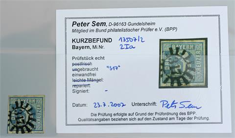Bayern - 1849, 3 Kreuzer blau, Platte 1,