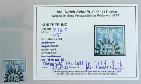 Bayern - 1849, 3 Kreuzer blau, Platte 1,