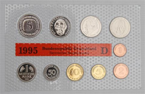 BRD - 5 Kursmünzensätze 1995, A/D/F/G/J,