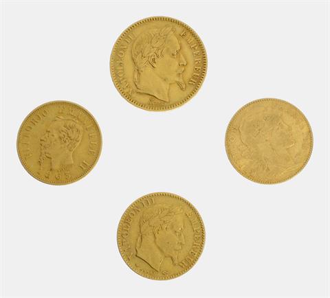 Frankreich / Italien / Gold - Konvolut: 4 Münzen: