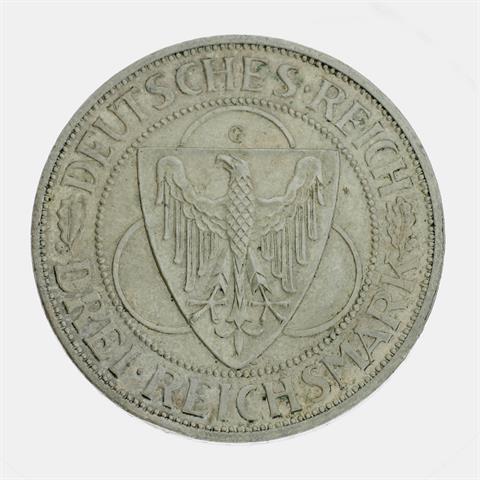 Weimarer Republik - 3 Reichsmark 1930 G, Zur Rheinland-Räumung,
