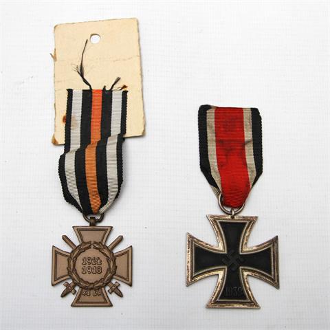 III. Reich - Konvolut: Eisernes Kreuz 2. Klasse 1939 mit Band und