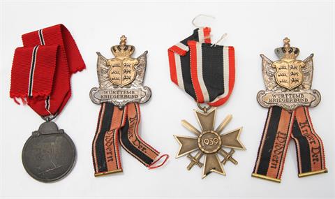Deutsches Reich - Konvolut: Kriegsverdienstkreuz 2. Klasse mit Schwertern und Band,