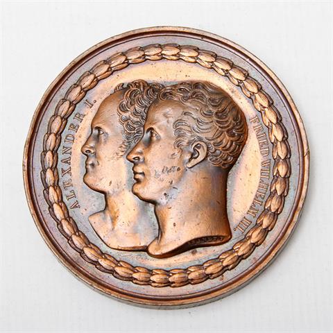 Medaille - Bronzemedaille 1818 von H. F. Brandt auf die Grundsteinlegung des Siegesdenkmals auf dem Kreuzberg in Berlin,