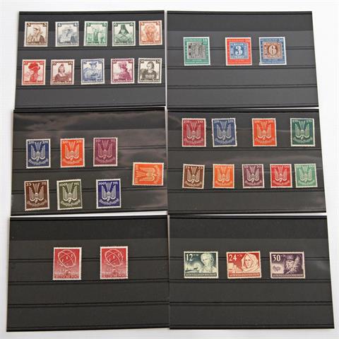 Briefmarken  - Dt.Reich / Bund auf 6 Steckkarten in unterschiedlicher Erhaltung.