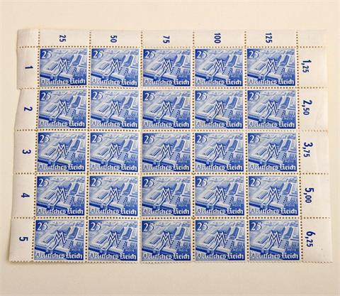 Briefmarken  - Dt. Reich - Dr. Michel Nr.742 im 25iger Bogenteil. Angetrennt.