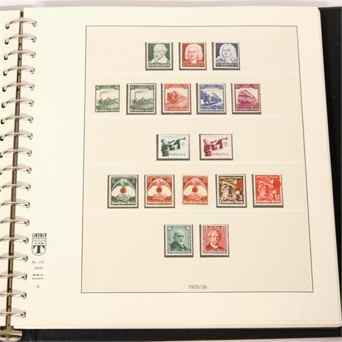 Briefmarken - Sammlung Deutsches Reich ab 1933 mit guten postfrischen Werten. Dabei Block 2 und Block 3. Dieser leider etwas
