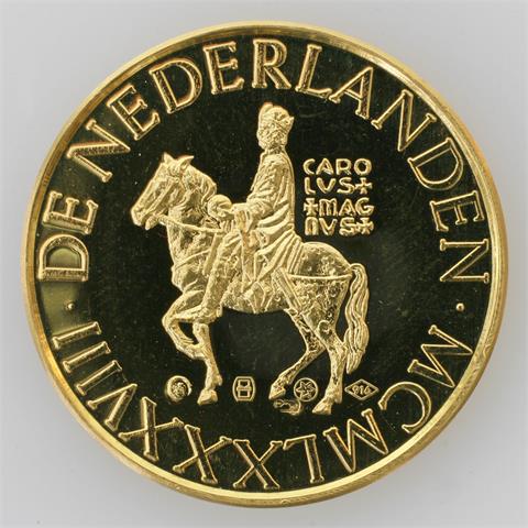 GOLD: Niederlande - 1 ECU 1988, 1/2 Unze fein,