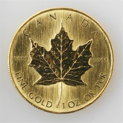 Kanada/GOLD - 1 Unze Maple Leaf, 50 Dollars 1984,