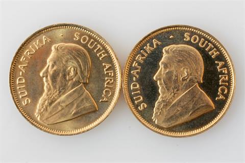 Südafrika/GOLD - Konvolut: 2 x 1/2 Unze Krügerrand 1980,