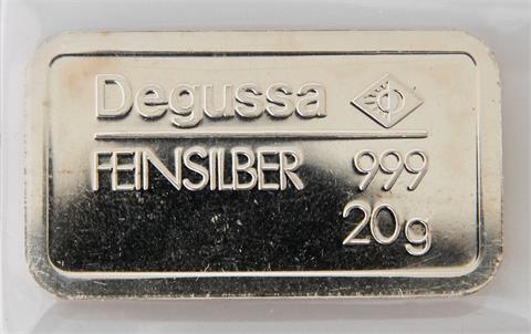 Silberbarren - 20 gr., Degussa,