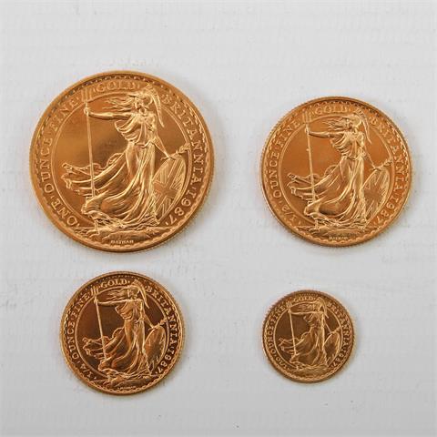 Großbritannien / Gold - 100 Pfund 1987 + 50 Pfund 1987 + 25 Pfund 1987 + 10 Pfund 1987, Britannia,