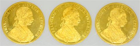 Österreich / Gold - 3 x 4 Dukaten 1915 NP,
