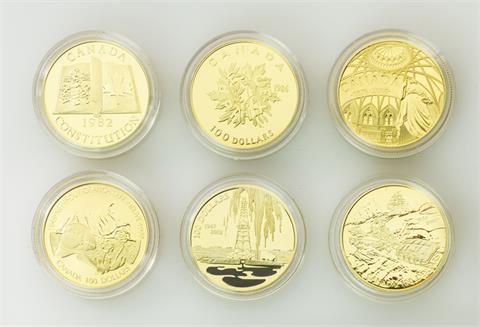 Kanada/GOLD - Konvolut: 6 x 100 Dollars.