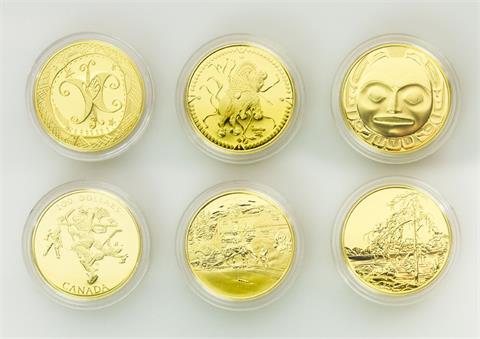 Kanada/GOLD - Konvolut: 6 x 200 Dollars.