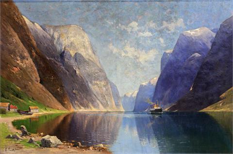 GRÜTTEFIEN-KIEKEBUSCH, ELISABETH (1871-?): Norwegische Fjordlandschaft.