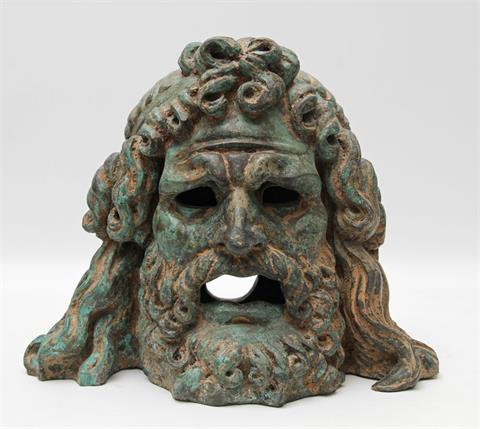 Maskaron - Wasserspeier im antiken Stil, grün patiniertes Metall, 20./21. Jh.